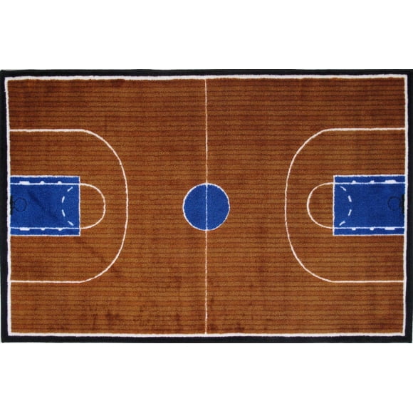 Fun Rugs Rectangle Multi-Colored Basketball Court Nylon Kids Rug