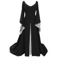 thumbnail image 2 of TIMIFIS Women's Renaissance Medieval Costume Dress Lace up Irish Over Long Dresses Cosplay Retro Gown SetFall/Winter, 2 of 3