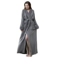 thumbnail image 1 of Womens Long Robe Soft Fleece Fluffy Plush Bathrobe Ladies Winter Warm Housecoat, 1 of 6