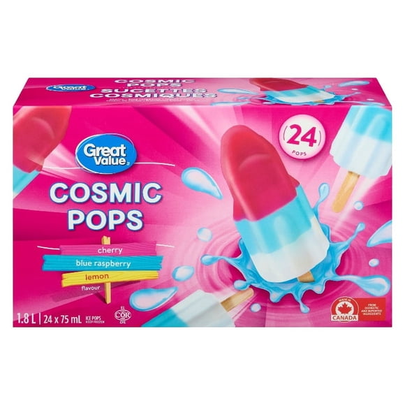 Great Value Sucettes Glacées Cosmiques Emballées dans une Boîte 24 x 75 ml (1.8 L)
