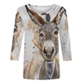 thumbnail image 2 of Blouses pour Femmes Mode, Mode Femmes Décontracté Imprimé Col Rond Manches 3/4 T-Shirt Haut Blouse, 2 of 5