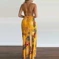 thumbnail image 4 of Pompotops Combinaison à Imprimé Floral pour Femmes, Dos Nu, Jambes Fendues, 4 of 5