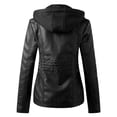 thumbnail image 3 of IMENGL Veste Zippée à Col Montant Ajustée en Cuir PU style Moto, Noir 3TG, Taille M-4TG, 3 of 4