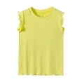 thumbnail image 1 of LUOGENLI T-Shirt pour Filles Hauts d'Été Manches Courtes Col Rond Blouse Tenue Décontractée Tee-Shirt Confortable Tissu Extensible Âge 4 10 Printemps Chemises pour Filles 2025 Jaune 9-10 Ans, 1 of 2