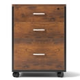 thumbnail image 2 of Soges Classeur Mobile à 3 Tiroirs, Armoire de Classement Roulante, Armoire de Bureau Moderne avec Serrure et Roulettes, Brun, 2 of 5