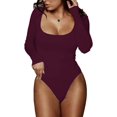 thumbnail image 1 of ORUYROP Femmes Col Carré Manches Longues T-shirt Basique Combinaisons de Combinaison, 1 of 4