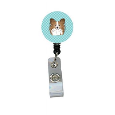 Carolines Treasures BB1186BR Checkerboard Blue Papillon Retractable Badge Reel