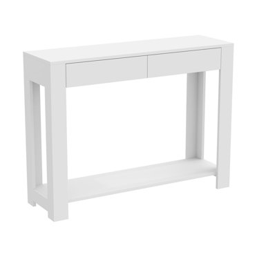 Safdie & Co. Table Console 40" Blanche Avec 2 Tiroirs, 1 Étagère