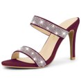 thumbnail image 1 of BLISSFUL STEP Sandales Mules à Talon Aiguille Haut à Bout Ouvert pour Femmes avec Strass, 1 of 6