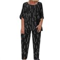 thumbnail image 2 of Ensembles d'Été pour Femmes Imprimé Col Rond Manches Mi-Longues Chandail à Enfiler Hauts + Pantalon Ensemble de Pantalons Ensembles de Pantalons Femmes Tenue 2 Pcs en Liquidation, 2 of 6
