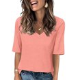 thumbnail image 2 of Timegard Womens Tops V-Neck 1/2 Sleeve Solid Color Basic Tee Shirts Comfy Blouse Casual Tunic Tops, 2 of 5
