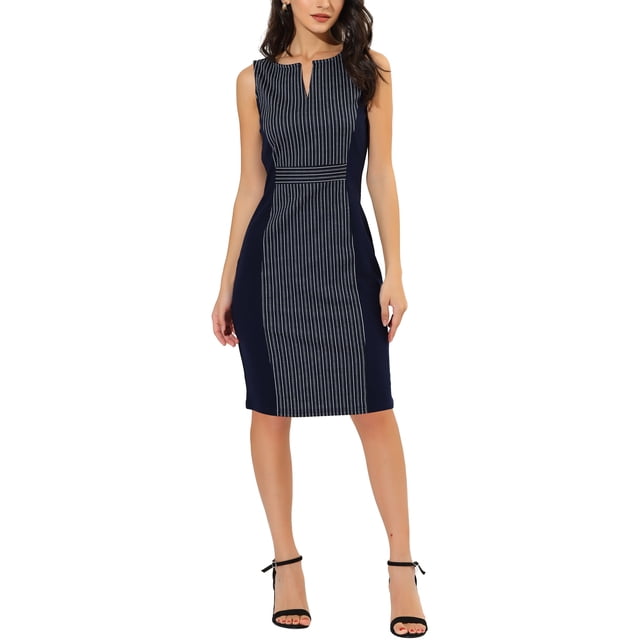 INSPIRE CHIC Robe Sans Manches Élégante pour Femmes TP Bleu