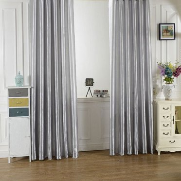 Langgg Nouveau Panneau de Rideau en Satin Couleur Unie à Poche pour Tringle