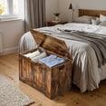 thumbnail image 1 of Coffre de Rangement, Banc de Rangement pour Chaussures d'Entrée avec 2 Charnières de Sécurité, Style Ferme, Brun, 1 of 5