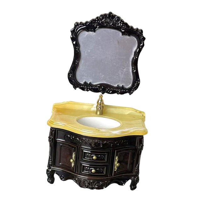 Lipstore Coiffeuse de Maison de Poupée 1/12 Miniature pour Meubles Modèle DIY Noir Marron