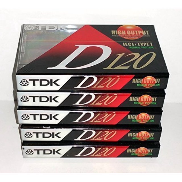 TDK D120 Mécanisme de Construction Rigide de Précision à Haut Rendement IEC I / Type I à Biais Normal Cassettes Audio - Lot de 5