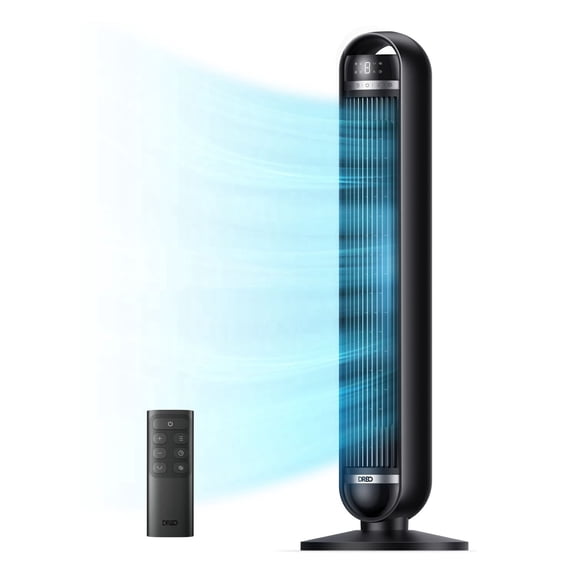 Dreo Home Tower Fan, 27ft/s Velocity Quiet Floor Fan, 90° Oscillating Fans for Indoors with 8 Speeds, 4 Modes, Remote Control, Standing Fans, Bladeless Fan, Black, Nomad DC