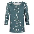 thumbnail image 5 of Pompotops T-shirt Ample Imprimé pour Femme Blouse à Manches 3/4 Col Rond Hauts Décontractés Liquidation, 5 of 5