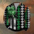 thumbnail image 2 of Penkiiy Chandail à Col à Fermeture à Glissière 1/4 pour Hommes, Imprimé Irlandais de la Saint-Patrick, m Multicolore, 2 of 4