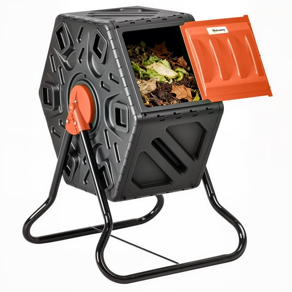 Outsunny Composteur de 17 Gallons, Bac à Compost avec Pattes en Acier, Orange