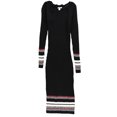 thumbnail image 1 of bar III Robe Chandail Midi en Tricot Côtelé pour Femmes, Noir, Petit, 1 of 2