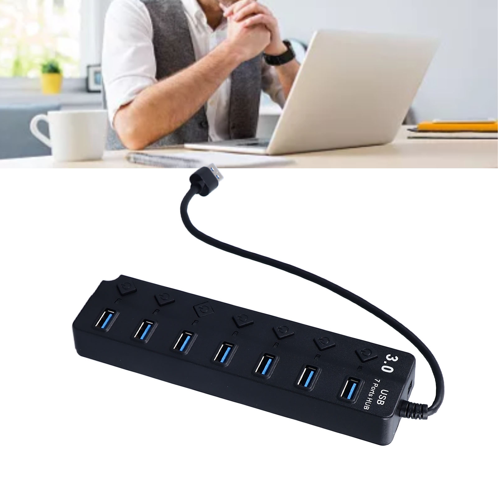 USB Hub, 7 Ports Stable Transmission Data USB Extender  for Mobile Devices