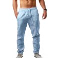 thumbnail image 1 of Innerwin Bottoms Solid Color Men Pants Outdoor Elastic Waist Loose Trousers Sky Blue M, 1 of 7
