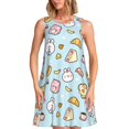 thumbnail image 1 of Vsdgher Robe d'Été à Imprimé Lapin Burger Café pour Femmes, Décontractée, Col en U, Robe de Plage Sans Manches, Débardeur Ample, Robe Soleil avec Poche, 1 of 7