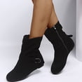 thumbnail image 4 of Qertyioot Bottes de Neige Zippées pour Femmes, Chaussures Rétro Vintage pour Femmes avec Boucle Intérieure à Fermeture Éclair et Talons Bas, 4 of 9