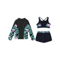 thumbnail image 4 of Manyakai 3Pcs Girls Tankini Rashguard Swimsuit Set Long Sleeve Swim Shirt Crop Top with Swim Trunk Black 16, 4 of 7