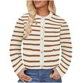 thumbnail image 1 of MeetoTime Women's Long Sleeve Striped Cardigan Sweaters Button Down Open Front Long Sleeve Knit Outwear with Pockets, 1 of 7