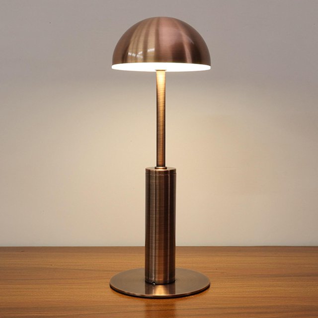 Baohd Dimmable Bedside Table Lamp Elegant Bar Decor Battery Powered Mushroom Bronze 1Set