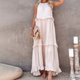 thumbnail image 2 of fatyb Robe d'Été 2025 pour Femmes Sans Manches à Volants à Étages Robe Maxi Fluide Décontractée Longue pour la Plage, 2 of 7