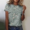 thumbnail image 2 of Pisexur Hauts d'Été pour Femmes, Blouses Habillées Décontractées pour Femmes Hauts à la Mode Chandail Décontracté Imprimé Manches Courtes Col Rond, Grandes Tailles pour Femmes Multicolore, 3TG, 2 of 4
