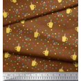 thumbnail image 2 of Soimoi Brown Poly Georgette Fabric Boxes & Coffee Cups Print Fabric by the Yard 52 Inch Wide, 2 of 3