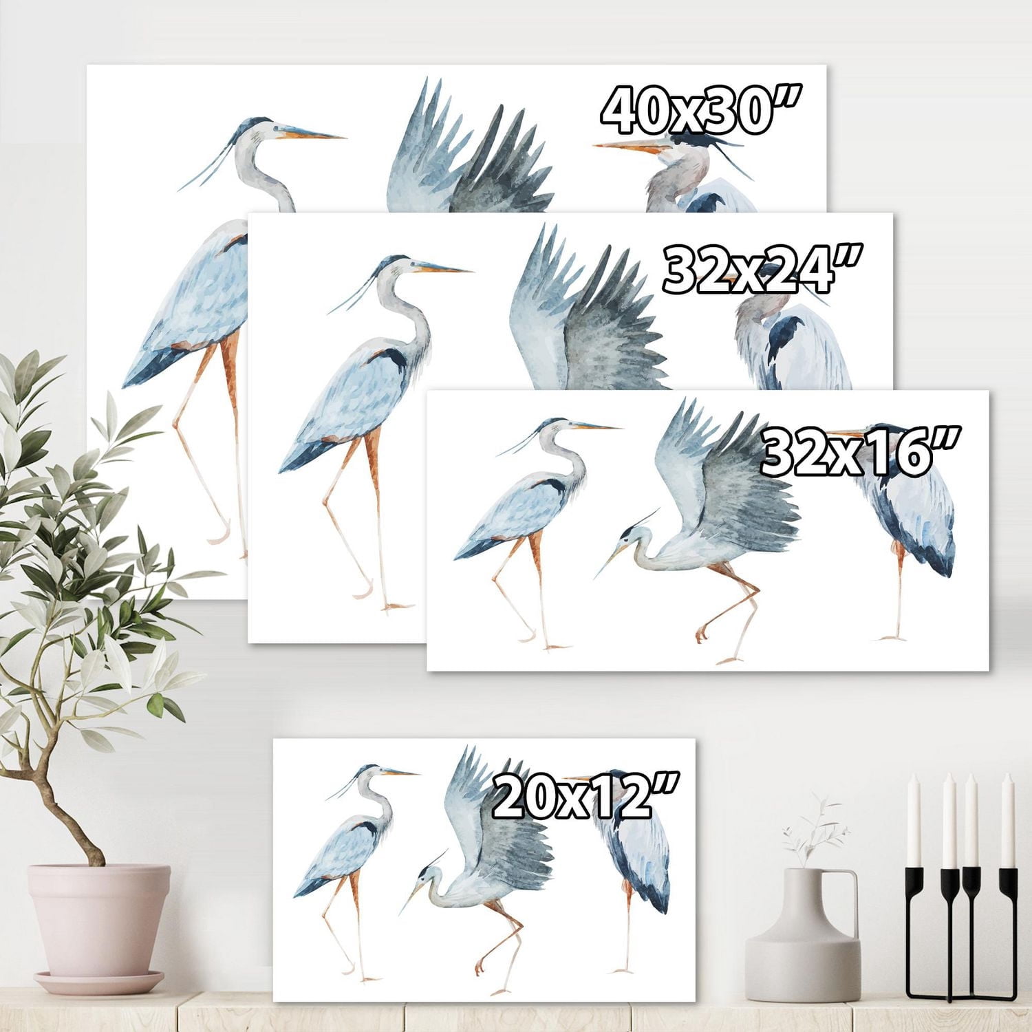 Designart Oiseaux Héron II Art mural sur toile