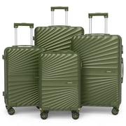 Joyway 4-Piece Hardside Luggage Set with Spinner Wheels and TSA Lock, Lightweight Carry-On Luggage Set for School, Travel, Weekend (Green)