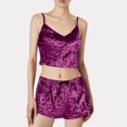 thumbnail image 2 of 2025 Ensembles de Pyjama pour Femmes Femmes Velours 2 Pyjamas Femmes Pièces Combinaison Tenue Sans Manches Pyjamas pour Femmes Haut Court Camisole +, 2 of 7