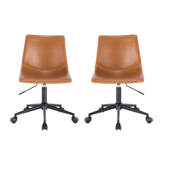 Chaise de bureau Plata Import Pat en beige, chaise de bureau en PU, chaise de bureau, chaise de bureau en PU beige, chaise de bureau vintage, chaise de bureau à dossier mi-haut, chaise de bureau à bas