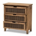 thumbnail image 2 of Baxton Studio Commode à Barreaux en Bois à 3 Tiroirs, Fini Chêne Moyen Clement, 2 of 9