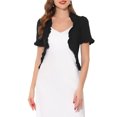 thumbnail image 1 of INSPIRE CHIC Cropped Cardigan for Women's Open Front Ruffle Knit Shrugs M Black, 1 of 7