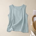 thumbnail image 4 of HVOBTTY Débardeur Basique pour Femmes d'Été Confortable Sport Doux Uni à Col Rond Ample Sans Manches Léger Polyvalent Quotidien Bleu Pâle,TTTG, 4 of 4