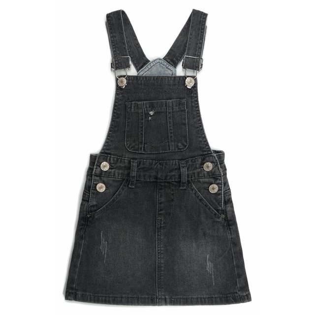 KIDSCOOL SPACE Baby Little Girls Skirt,Ripped Soft Strechy Denim Girls Summer Overalls Dress,Deep Blue,3-4 Years