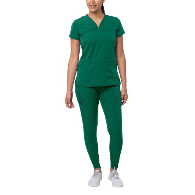 Adar Pro Movement Booster Scrub Set For Women - Sweetheart V-Neck Scrub Top & Yoga Jogger Scrub Pants