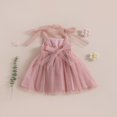 thumbnail image 4 of Filles Enfants Robe Sans Manches Cravate Bandoulière Couches Tulle Robe Cami Été Vêtements Décontractés Robe Princesse, 4 of 8