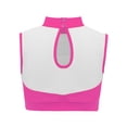 thumbnail image 4 of vastwit Kids Girls Mock Neck Tank Vest Shirts Sleeveless Color Block Letters Printed Cheerleading Uniform Crop Tops Hot Pink 6, 4 of 6