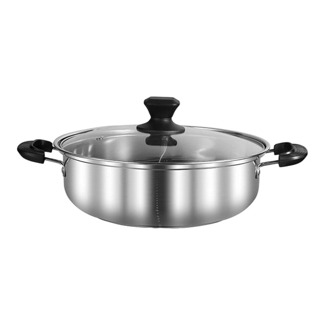 DOLITY Hot Pot with Divider Cooking Pot with Lid Two Flavor Soup Pot Hot Pot Cooker for 32cm