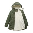 thumbnail image 1 of Innerwin Coat Hooded Ladies Outwear Drawstring Long Sleeve Buttons Jacket Army Green 3XL, 1 of 6