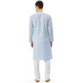thumbnail image 3 of Kurta Pyjama en Coton Imprimé Traditionnel Indien pour Homme (Bleu Ciel, TTG), 3 of 6