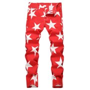 Jeans homme Jeans hommes confort stretch denim droit jambe relaxé fit Jeans Pantalon Jeans Homme Rouge 32